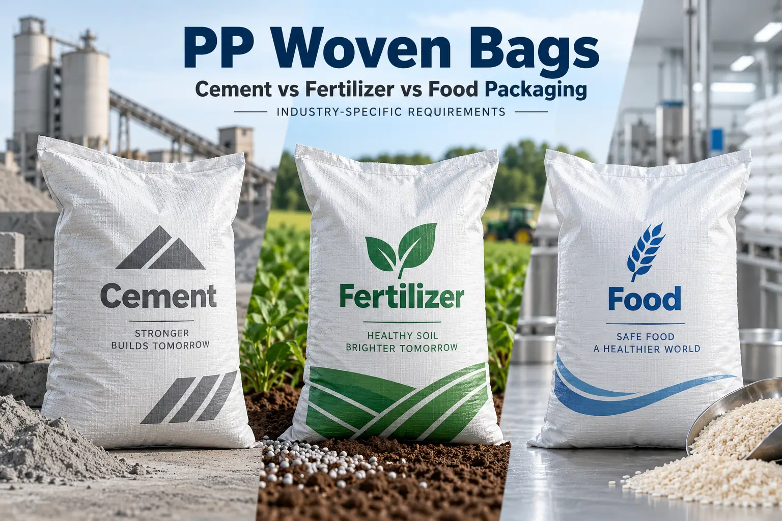 PP Woven Bags for Cement vs Fertilizer vs Food Packaging